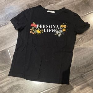 Zara black  floral personal life t shirt